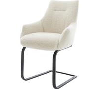 DeLife Chaise-à-Bascule Alja-Flex avec accoudoirs Pied Cantilever Plat Noir Tissu Teddy Beige Resorts ensachés