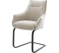 DeLife Chaise-à-Bascule Alja-Flex avec accoudoirs Pied Cantilever Plat Noir Tissu tissé Doux Beige Resorts ensachés