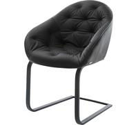 DeLife Chaise-à-Bascule Gaio-Flex Pied Cantilever Plat Noir Cuir de Vache Noir