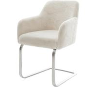 DeLife Chaise-à-Bascule Greg-Flex Pied Cantilever Plat Acier Inoxydable Peluche crème-Blanc Resorts ensachés