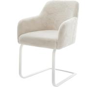 DeLife Chaise-à-Bascule Greg-Flex Pied Cantilever Plat Blanc Peluche crème-Blanc Resorts ensachés