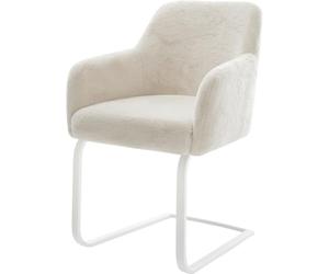 DeLife Chaise-à-Bascule Greg-Flex Pied Cantilever Plat Blanc Peluche crème-Blanc Resorts ensachés