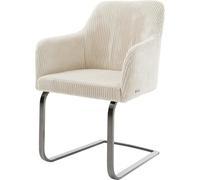 DeLife Chaise-à-Bascule Greg-Flex Pied Cantilever Plat grafiete côtelé Beige Ressorts ensachés