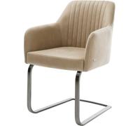 DeLife Chaise-à-Bascule Greg-Flex Pied Cantilever Plat grafiete microvelours Beige Vintage Ressorts ensachés