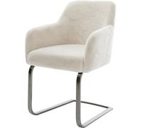 DeLife Chaise-à-Bascule Greg-Flex Pied Cantilever Plat grafiete Peluche crème-Blanc Resorts ensachés