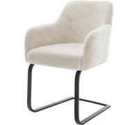 DeLife Chaise-à-Bascule Greg-Flex Pied Cantilever Plat Noir Peluche crème-Blanc Resorts ensachés