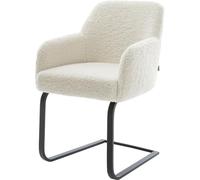 DeLife Chaise-à-Bascule Greg-Flex Pied Cantilever Plat Noir Tissu Teddy Beige Resorts ensachés