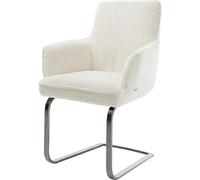 DeLife Chaise-à-Bascule Heira-Flex mit Armlehnen Pied Cantilever Plat grafiete bouclé Blanc Ressorts ensachés