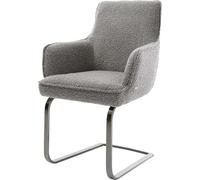 DeLife Chaise-à-Bascule Heira-Flex mit Armlehnen Pied Cantilever Plat grafiete bouclé Gris argenté Ressorts ensachés