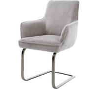 DeLife Chaise-à-Bascule Heira-Flex mit Armlehnen Pied Cantilever Plat grafiete côtelé Gris argenté Ressorts ensachés