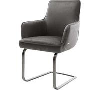 DeLife Chaise-à-Bascule Heira-Flex mit Armlehnen Pied Cantilever Plat grafiete microvelours Anthracite Vintage Ressorts ensachés
