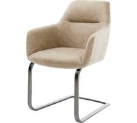 DeLife Chaise-à-Bascule Pejo-Flex Pied Cantilever Plat grafiete microvelours Beige Vintage Ressorts ensachés