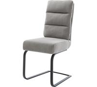 DeLife Chaise-à-Bascule Pela-Flex Pied Cantilever Plat Noir Tissu structuré Doux Gris Resorts ensachés