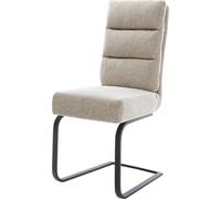 DeLife Chaise-à-Bascule Pela-Flex Pied Cantilever Plat Noir Tissu tissé Doux Beige Resorts ensachés