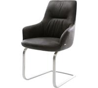 DeLife Chaise-à-Bascule Zelia-Flex avec accoudoirs Pied Cantilever Plat Acier Inoxydable Microfibre Antracite Vintage Ressorts ensachés