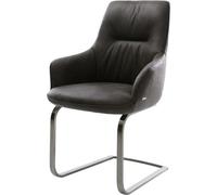 DeLife Chaise-à-Bascule Zelia-Flex avec accoudoirs Pied Cantilever Plat grafiete Microfibre Antracite Vintage Ressorts ensachés