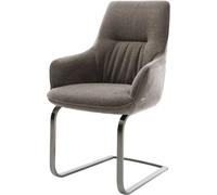 DeLife Chaise-à-Bascule Zelia-Flex avec accoudoirs Pied Cantilever Plat grafiete Tissu structuré Doux Taupe Ressorts ensachés