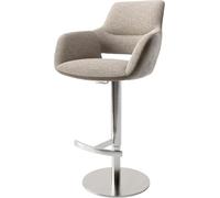 DeLife Chaise-de-Bar Yago-Flex Pied pivotant réglable en Hauteur Acier Inoxydable Mélange de matériaux Microfibre Boue/Bou oue pivotant Ressorts ensachés