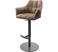 DeLife Chaise-de-Bar Yulo-Flex Base tournante réglable en Haut métal Vintage Marron