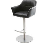 DeLife Chaise-de-Bar Yulo-Flex Pied pivotant réglable en Hauteur Acier Inoxydable Cuir véritable Noir