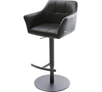 DeLife Chaise-de-Bar Yulo-Flex Pied pivotant réglable en Hauteur métal Cuir véritable Noir