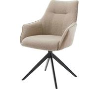 DeLife Chaise-de-Salle-à-Manger Alja-Flex avec accoudoirs Pied croisé Large Noir Tissu Mixte Couleur Boue pivotement sur 360° Ressorts ensachés