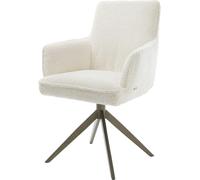 Chaise-pivotante Heira-Flex bouclé blanc pied croisé large aspect titane pivotement sur 360° fonction bascule ressorts ensachés