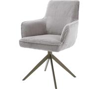 Chaise-pivotante Heira-Flex côtelé gris argenté pied croisé large aspect titane pivotement sur 360° fonction bascule ressorts ensachés