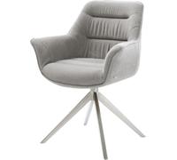 DeLife Chaise-de-Salle-à-Manger Kaira-Flex Pied croisé Large Acier Inoxydable Tissu structuré Doux Gris pivotement sur 360° Fonction Bascule