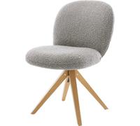 DeLife Chaise-de-Salle-à-Manger Nube-Flex Pied en Bois Angulaire Naturel bouclé Gris argenté pivotement sur 180° Ressorts ensachés