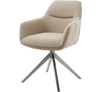 DeLife Chaise-de-Salle-à-Manger Pejo-Flex Pied croisé Large Acier Inoxydable brossé Tissu Mixte Couleur Boue pivotement sur 360° Fonction Bascule Ressorts ensachés