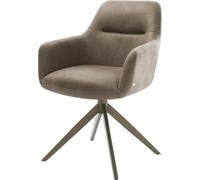 DeLife Chaise-de-Salle-à-Manger Pejo-Flex Pied croisé Large Aspect Titane microvelours Taupe Vintage pivotement sur 360° Fonction Bascule Ressorts ensachés