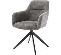 DeLife Chaise-de-Salle-à-Manger Pejo-Flex Pied croisé Large Noir bouclé Gris pivotement sur 360° Fonction Bascule Ressorts ensachés