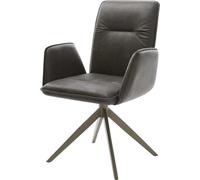 DeLife Chaise-de-Salle-à-Manger Vinja-Flex Pied croisé Large Aspect Titane microvelours Anthracite Vintage pivotement sur 360° Fonction Bascule