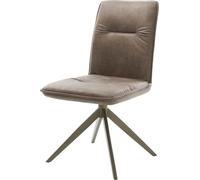 DeLife Chaise-de-Salle-à-Manger Vinjo-Flex Pied croisé Large Aspect Titane microvelours Taupe Vintage pivotement sur 360° Fonction Bascule