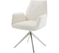 Chaise-pivotante Zoa-Flex bouclé blanc pied croisé large acier inoxydable brossé pivotement sur 360° fonction bascule ressorts ensachés