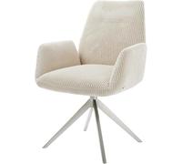 Chaise-pivotante Zoa-Flex côtelé beige pied croisé large acier inoxydable brossé pivotement sur 360° fonction bascule ressorts ensachés