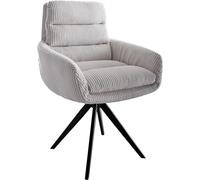 DeLife Chaise-rembourrée Abelia-Flex avec accoudoirs Pied croisé Angulaire Noir côtelé Gris argenté