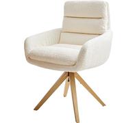 DeLife Chaise-rembourrée Abelia-Flex avec accoudoirs Pied en Bois Angulaire Naturel bouclé Blanc