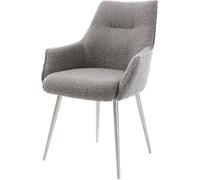 DeLife Chaise-rembourrée Alja-Flex avec accoudoirs 4 Pieds Coniques Acier Inoxydable brossé bouclé Gris argenté Ressorts ensachés