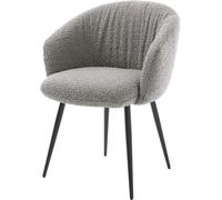 DeLife Chaise-rembourrée Caja-Flex avec accoudoirs 4 Pieds Coniques Noir bouclé Gris argenté Ressorts ensachés