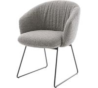 DeLife Chaise-rembourrée Caja-Flex avec accoudoirs Pied trapèze Noir bouclé Gris argenté Ressorts ensachés