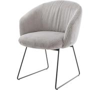 DeLife Chaise-rembourrée Caja-Flex avec accoudoirs Pied trapèze Noir côtelé Gris argenté Ressorts ensachés
