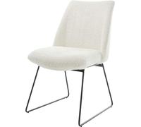 DeLife Chaise-rembourrée Elso-Flex Pied trapèze Noir bouclé Blanc Ressorts ensachés