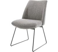 DeLife Chaise-rembourrée Elso-Flex Pied trapèze Noir bouclé Gris argenté Ressorts ensachés