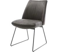 DeLife Chaise-rembourrée Elso-Flex Pied trapèze Noir microvelours Anthracite Vintage Ressorts ensachés