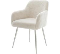 DeLife Chaise-rembourrée Greg-Flex 4 Pieds Coniques Acier Inoxydable Peluche crème-Blanc Resorts ensachés