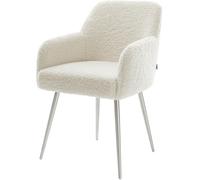 DeLife Chaise-rembourrée Greg-Flex 4 Pieds Coniques Acier Inoxydable Tissu Teddy Beige Resorts ensachés