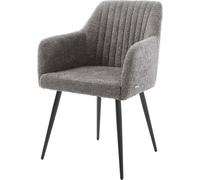 DeLife Chaise-rembourrée Greg-Flex 4 Pieds Coniques Noir bouclé Gris Ressorts ensachés
