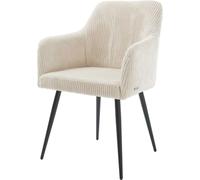DeLife Chaise-rembourrée Greg-Flex 4 Pieds Coniques Noir côtelé Beige Vintage Ressorts ensachés